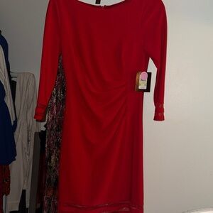 Chic Long Sleeve Red Dress